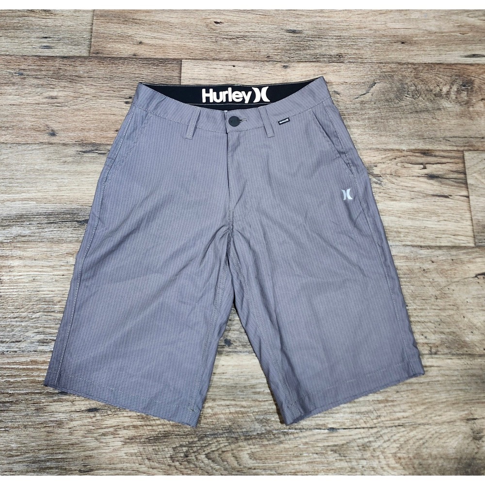 Hurley Mens Gray Herringbone Hybrid Walk Shorts Size 28 Surf Casual Chino Silver